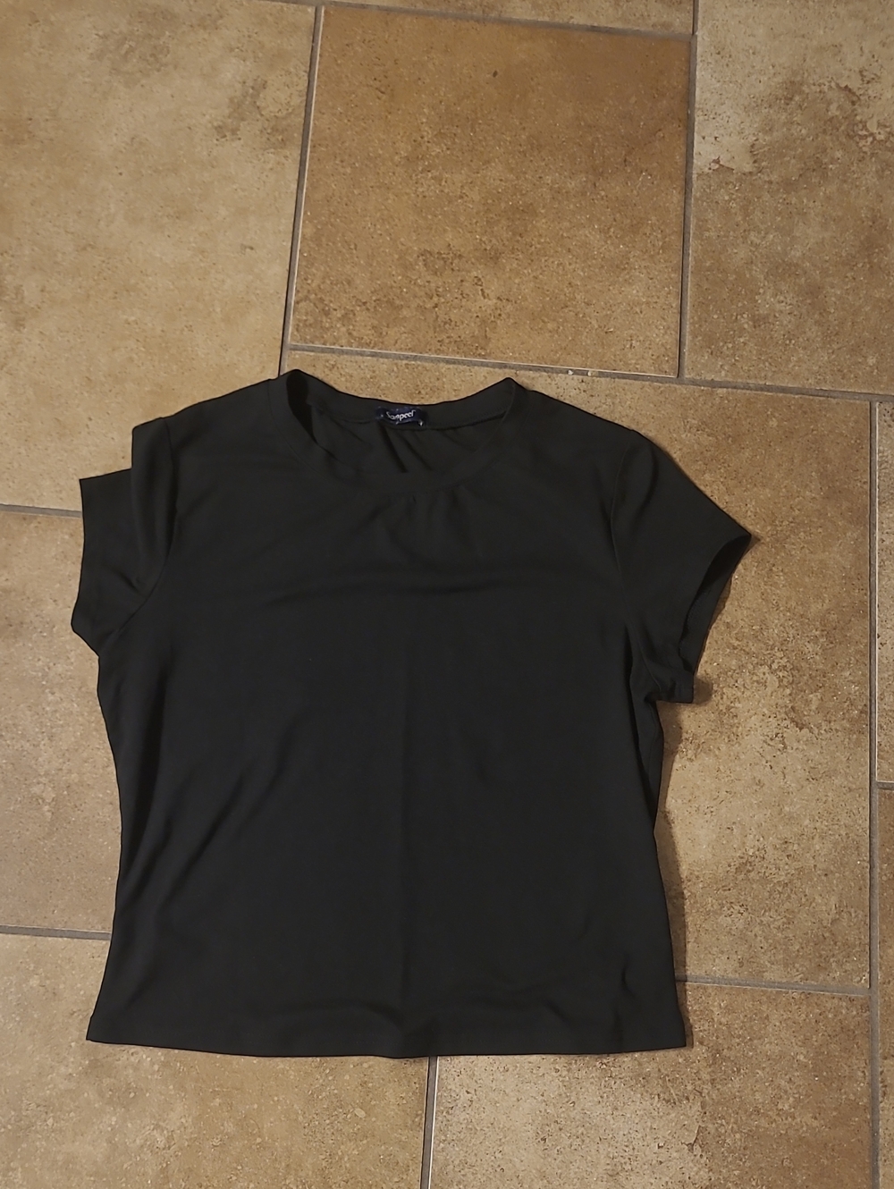 Black Women's Short Sleeve Crew Neck Top